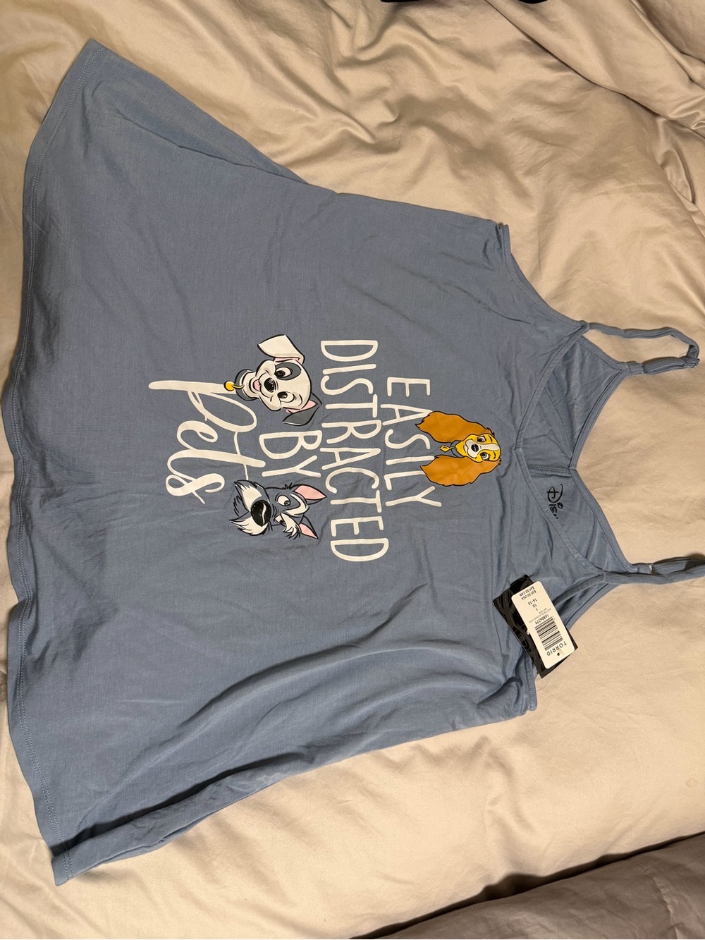 Torrid woman Disney Blue 'Easily Distracted By Pets' Tank Top pajama top